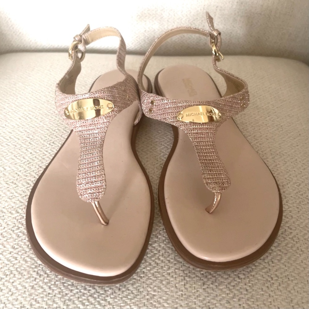 Michael Kors pink/rose gold sandals, EUC